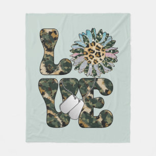 Love Military Sunflower   Fleece Blanket