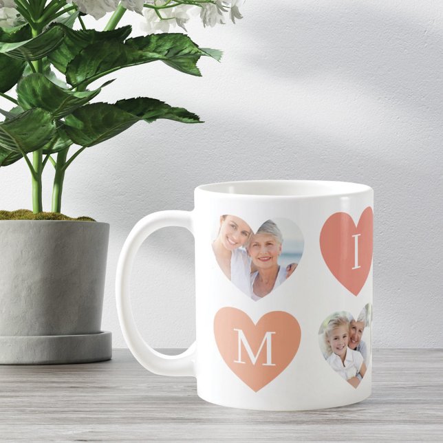 Love Mimi Grandmother Pink Heart Photos Collage Coffee Mug (Creator Uploaded)