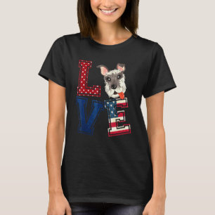 LOVE Miniature Schnauzer American Flag 4th Of July T-Shirt