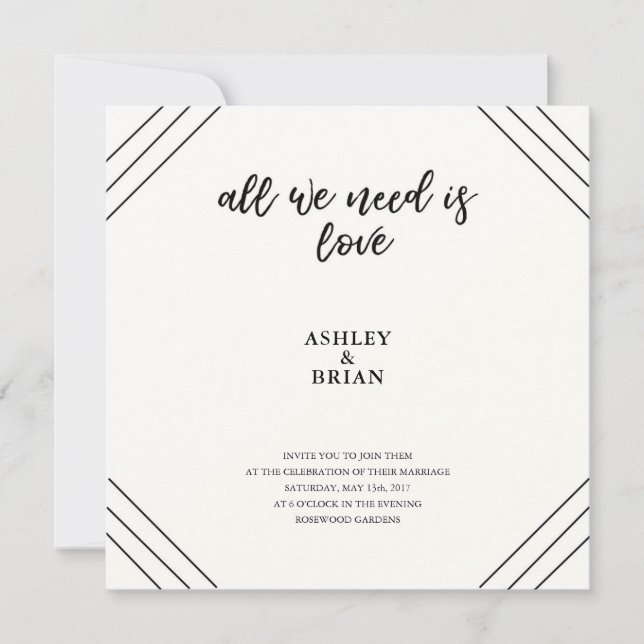 Love Minimal Black and White Invitation (Front)