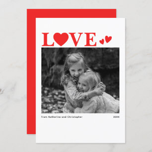 Love Minimalist Modern Red Valentine's Day Photo   Holiday Card
