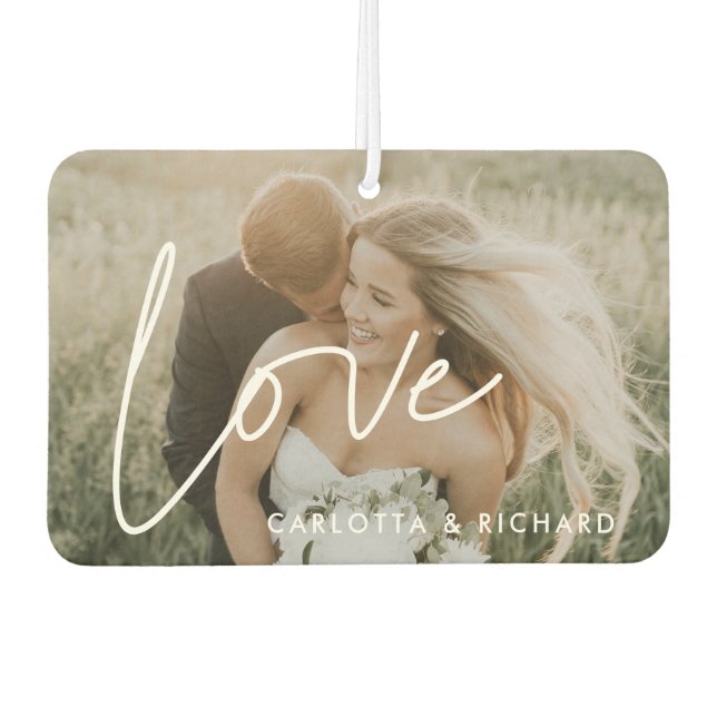 Love Minimalist typography couple photo Car Air Freshener (Front)