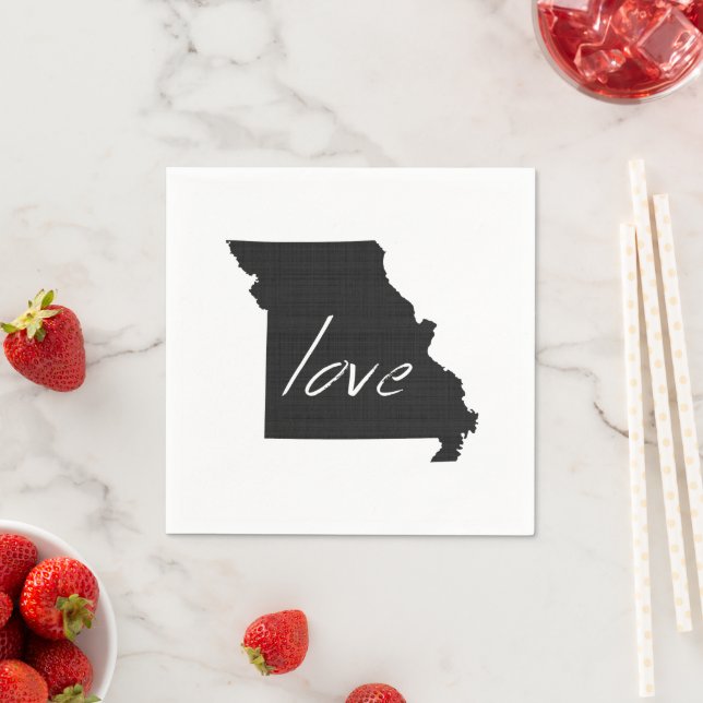Love Missouri Shaped Chalkboard Show Me Missourian Napkin (Insitu)