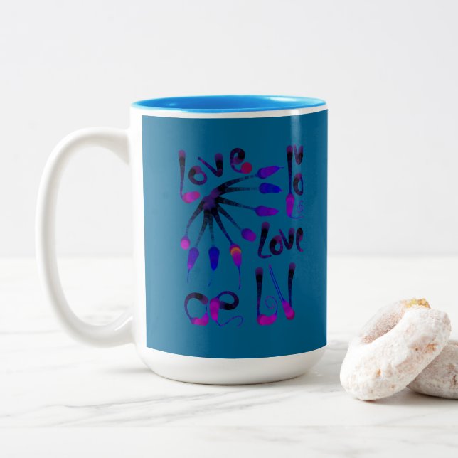LOVE_MODERN_BLUE_SO CUTE Two-Tone COFFEE MUG (With Donut)
