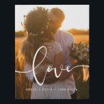 Love modern calligraphy overlay wedding photo faux canvas print<br><div class="desc">Showcase your favourite wedding pictures with this modern print,  with the word Love in a beautiful text overlay. You can easily change the colour and size of the text to fit your picture.</div>
