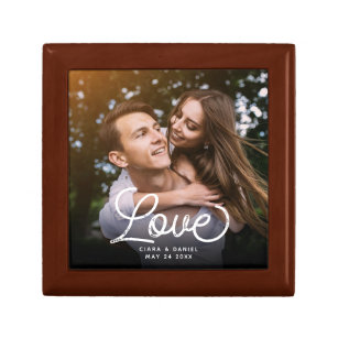 LOVE Modern Calligraphy Simple Photo Wedding Gift Box