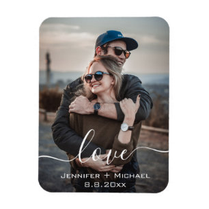 love, modern calligraphy, wedding photo magnet