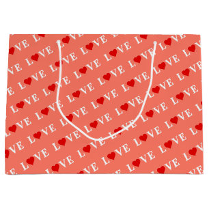 LOVE modern chic elegant patterns orange colour Large Gift Bag