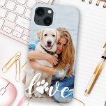 LOVE Modern Custom Pet Photo Paw Print Dog Lover iPhone 13 Case<br><div class="desc">Now you can carry your best friend with you wherever you go with this custom dog pet photo iPhone case . This photo with personalised name design is trendy, elegant, cool and cute. Customise with your favourite dog photo, cat photo, or any pet with paws ! Add name to personalise....</div>