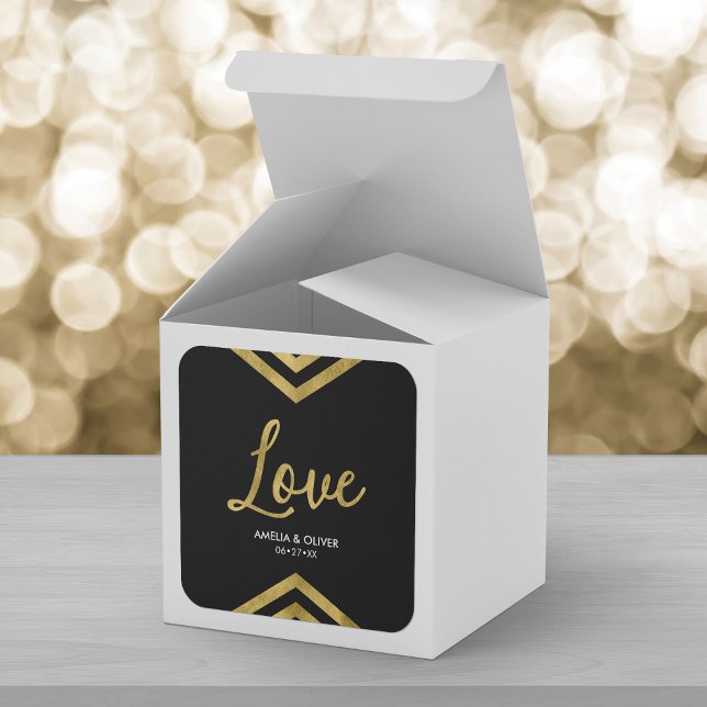 Love Modern Elegant Faux Gold Chevron Geometric Square Sticker (Creator Uploaded)