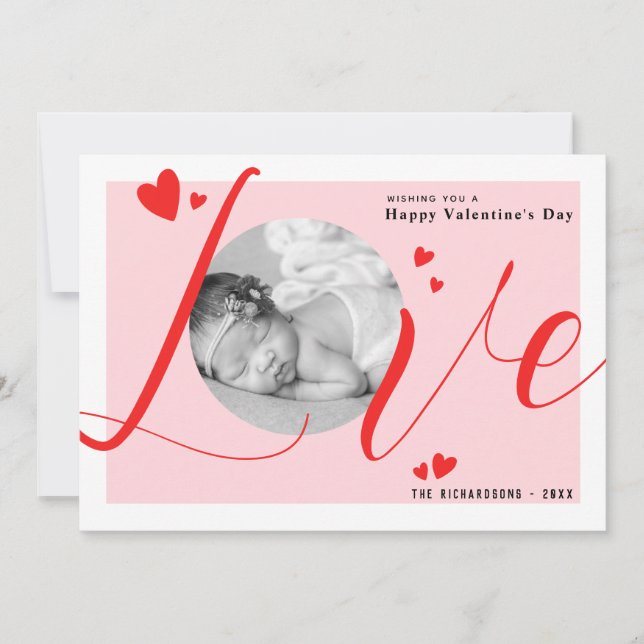 Love Modern Elegant Happy Valentine's Day Photo Holiday Card (Front)