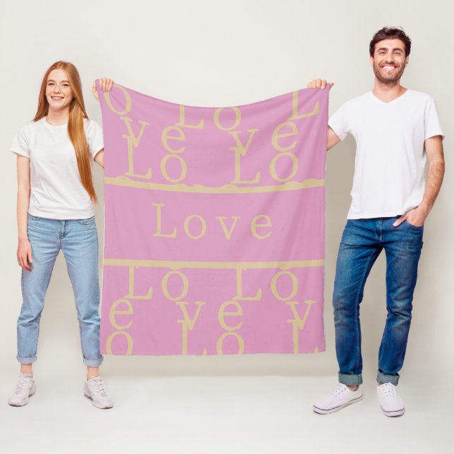 Love | Modern Pink Typography Fleece Blanket (In Situ)