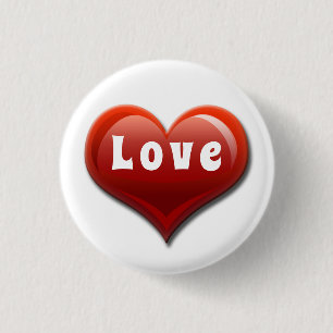 Love Modern Red Heart 3 Cm Round Badge