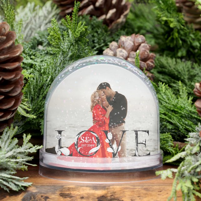 Love Modern Script Monogram Year 2 Photo Snowglobe (Winter)