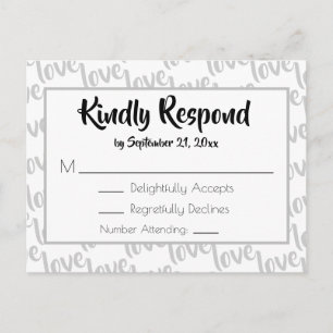 Love Modern Script Typography RSVP Invitation Postcard
