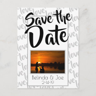 Love Modern Script Typography Save the Date Announcement Postcard