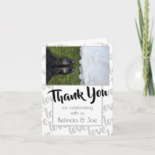 Love Modern Script Typography Thank You Card