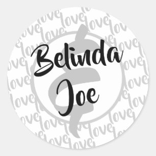Love Modern Script Typography Wedding Classic Round Sticker