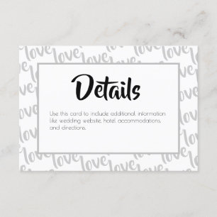 Love Modern Script Typography Wedding Enclosure Card