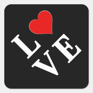 LOVE Modern Trendy Black and White Square Sticker