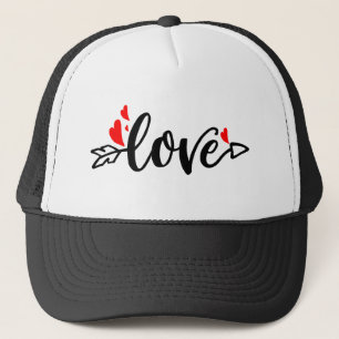 Love-Modern Typography Red Hearts Trucker Hat