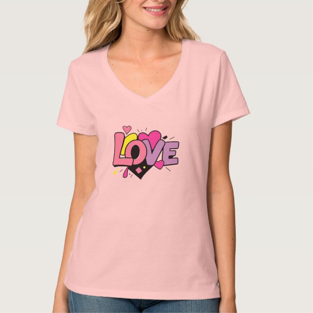 Love Modern Watercolor Artsy Valentine's Day T-Shirt (Front)