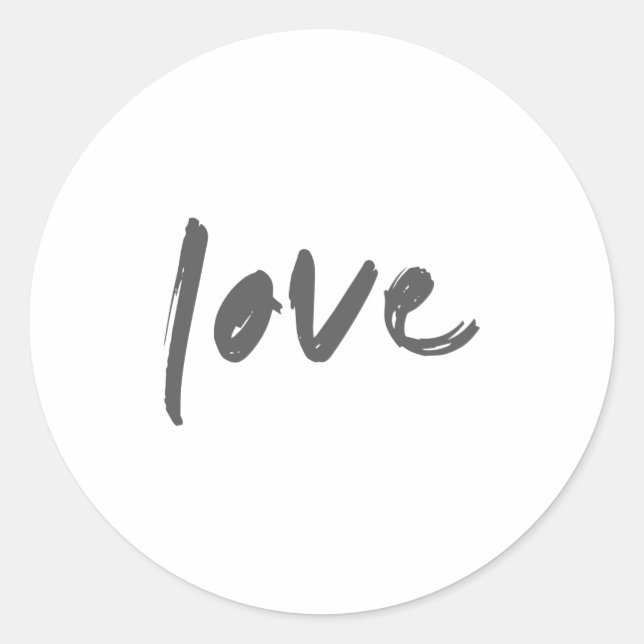 Love | Modern Word Quote Minimalist Art Brush Classic Round Sticker (Front)