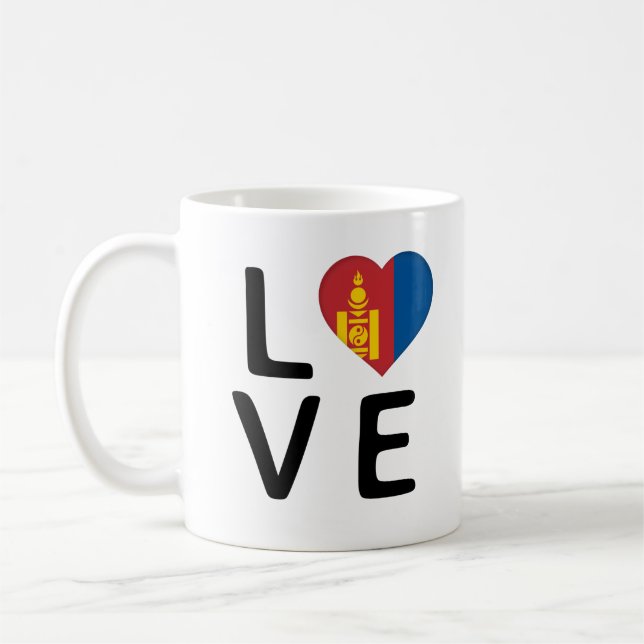 Love - Mongolia Flag Coffee Mug (Left)