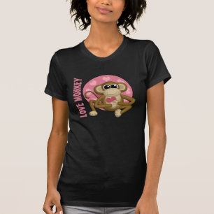 Love Monkey - Cute Monkey with Pink Hearts T-Shirt