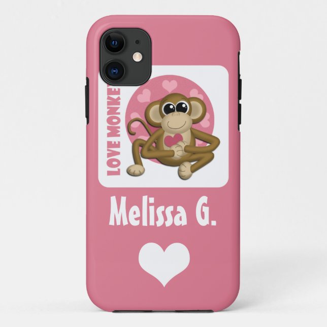 Love Monkey - Cute Personalised Pink iPhone 5 Case (Back)