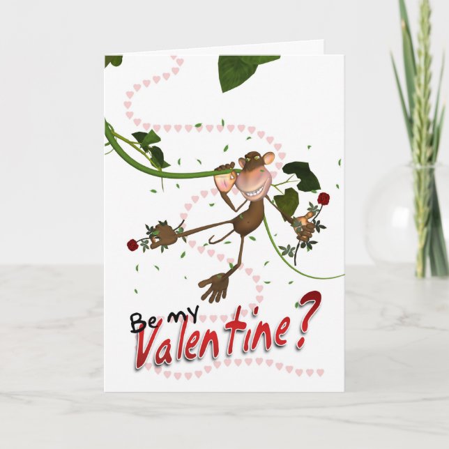 Love Monkey Valentine's Day Card - Be My Valentine (Front)