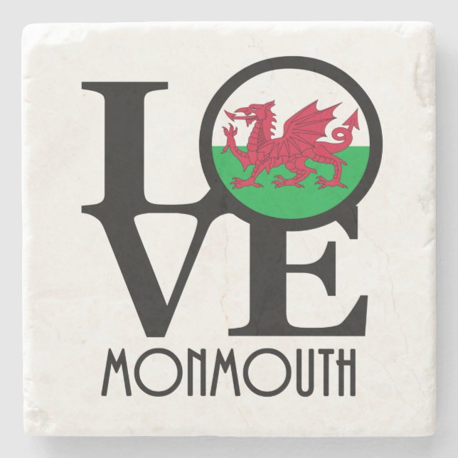LOVE Monmouth Wales Stone Coaster (Front)