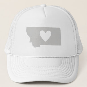 Love Montana Shaped Grey with Heart Cutout Trucker Hat