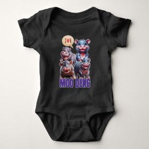 Love moo Deng Thai funny famous little baby hippo Bodysuit