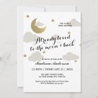 Love Moon and Back Glitter Star Clouds Baby Shower
