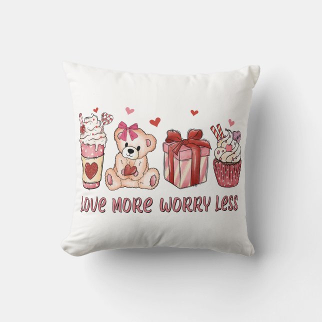 Love More Worry Less Valentine's Day Cushion (Front)