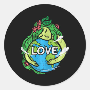 Love Mother Earth Planet Hug Nature Environment Ea Classic Round Sticker