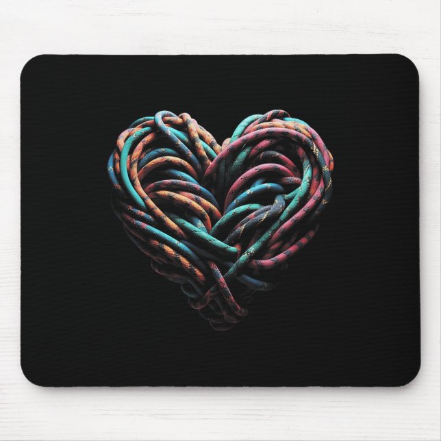 Love Mountain Climbing Rock Climber Heart Mouse Pad (Front)