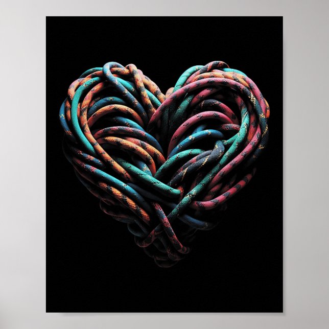 Love Mountain Climbing Rock Climber Heart Poster (Front)