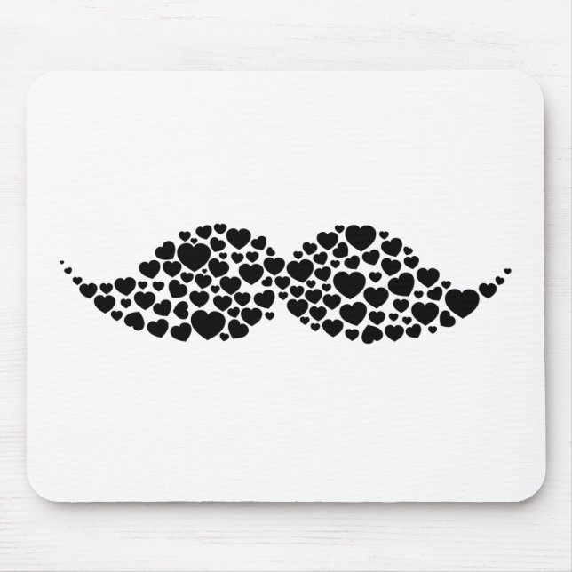 Love moustache hearts mouse pad (Front)
