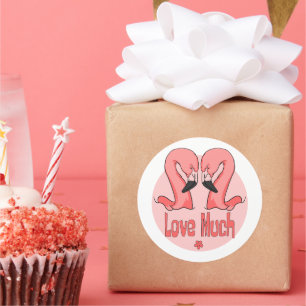 Love much Kawaii beautiful two flamingos pink Classic Round Sticker