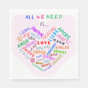 LOVE - Multi Language - Customisable International Napkin