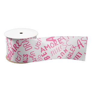 LOVE - Multi Language - Customisable International Satin Ribbon