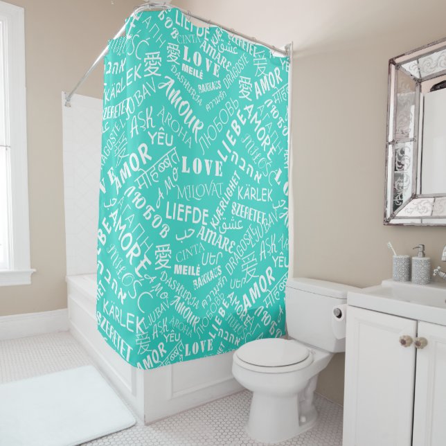 LOVE - Multi Language - Customisable International Shower Curtain (In Situ)
