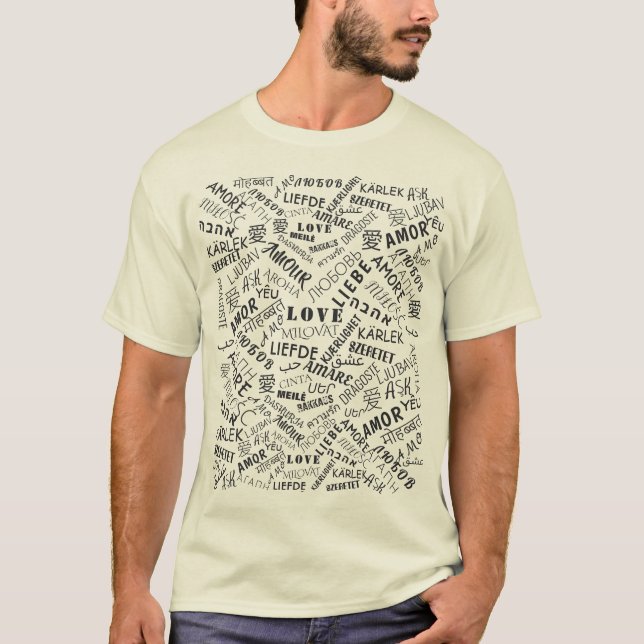 LOVE - Multi Language - Customisable International T-Shirt (Front)
