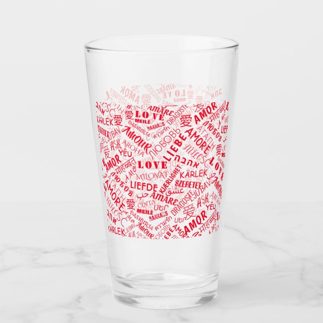 LOVE - Multi Language International Customisable Glass (Front)
