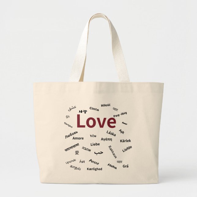 Love – Multilingual Typography Tote Bag (Front)