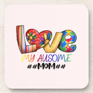 Love Mum Autism Awareness for Proud Moms Coaster