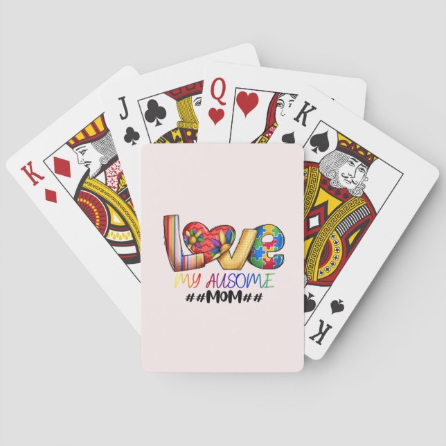 Love Mum Autism Awareness for Proud Moms Playing Cards (Back)