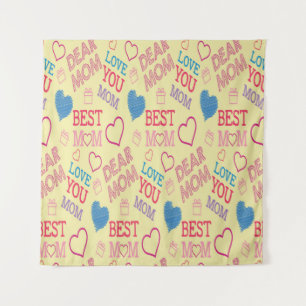 Love Mum Happy Mothers Day I Love Mum Graphic patt Tapestry